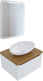 Mixline Мебель для ванной Виктория 60 подвесная белая софт/дуб светлый – фотография-1