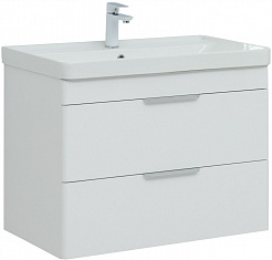 Aquanet Мебель для ванной Ирис New 80 2 ящика подвесная белая глянцевая – фотография-2