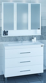 СанТа Мебель для ванной Вегас 105 напольная с зеркальным шкафом Вегас 110 – фотография-1