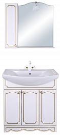 Бриклаер Мебель для ванной Лючия 80 белый глянец/золото, 1 шкафчик – фотография-1
