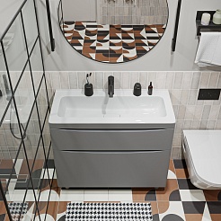 Vivon Тумба под раковину Ostin 90 напольная серая матовая – фотография-7