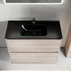 Sancos Тумба с раковиной Libra Floor 100 дуб галифакс натуральный раковина Element 101 CN7003MB – фотография-2