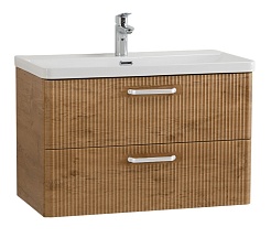 BelBagno Тумба с раковиной Due 80 подвесная Rovere Nature ручки Белые – фотография-1
