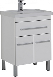 Aquanet Тумба под раковину Сиена 60 напольная, дверцы, белая – фотография-1