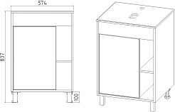 Viant Тумба под раковину Бостон 56 графит/дуб вотан – фотография-5