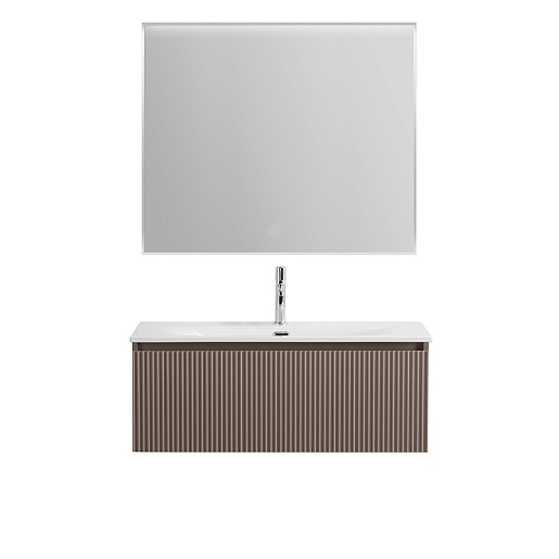 BelBagno Тумба с раковиной Uno 100 с 1 ящиком подвесная Бежевый матовый с раковиной BB-8099-100 – фотография-10