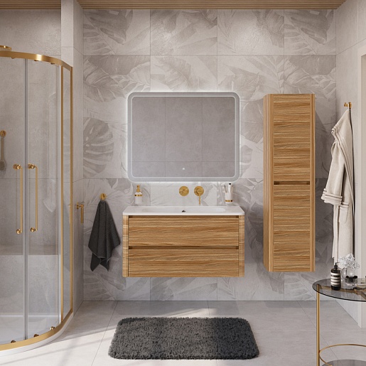 Cezares Тумба с раковиной без отверстия под смеситель Relax 100 подвесная дуб карамельный – картинка-15