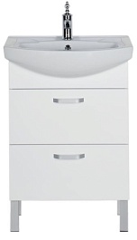 Aquanet Тумба с раковиной "Алькона 60" белая (2 ящика) – фотография-5