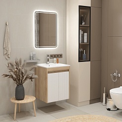 Teymi Тумба с раковиной Netta 50 Волна подвесная дуб/белый – фотография-11