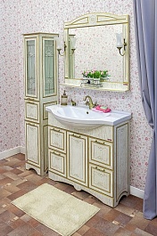 Sanflor Мебель для ванной Адель 100 белая, патина золото – фотография-5