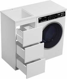 Brevita Мебель для ванной Grafit 100 L под стиральную машину белая – фотография-6