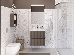 BelBagno Тумба с раковиной Uno mini 60 подвесная Бежевый матовый с раковиной BB-8099-3-60 – фотография-12