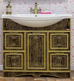 Sanflor Мебель для ванной Адель 100 венге, патина золото – фотография-3