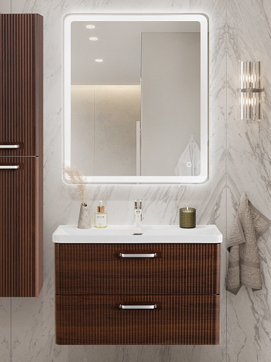 BelBagno Тумба с раковиной Due 80 подвесная Noce ручки Хром полированный – картинка-13