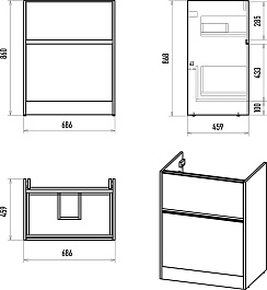 Misty Мебель для ванной с раковиной под стиральную машину Ингрид 130 R белая – фотография-15