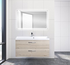 BelBagno Тумба с раковиной AURORA 1000 Rovere Galifax Bianco, ручки хром – фотография-2