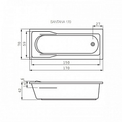 Cersanit Акриловая ванна Santana 170 ультра белая – фотография-3