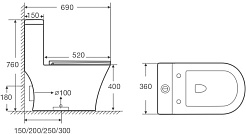 Azario Унитаз-моноблок Vally AZ-80687 безободковый с бачком с сиденьем микролифт белый – фотография-15
