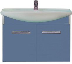 Misty Тумба для умывальника Джулия 75 подвесная синяя – фотография-1