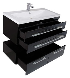 Aquanet Тумба с раковиной "Нота 100" черная (171495) – фотография-5
