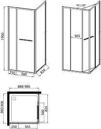 Vincea Душевой уголок Alpha 90x90 VSRW-3AL9090CL профиль хром стекло прозрачное – фотография-8
