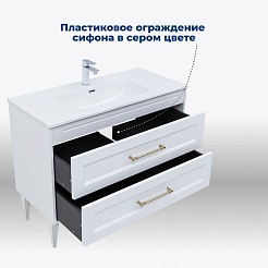 Aquanet Мебель для ванной Бостон New 100 Flat подвесная с золотыми белый сатин – фотография-24