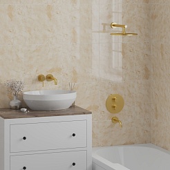 Paini Смеситель для ванны и душа Cox 78PJ690TH с термостатом, встраиваемый, брашированное золото – фотография-4