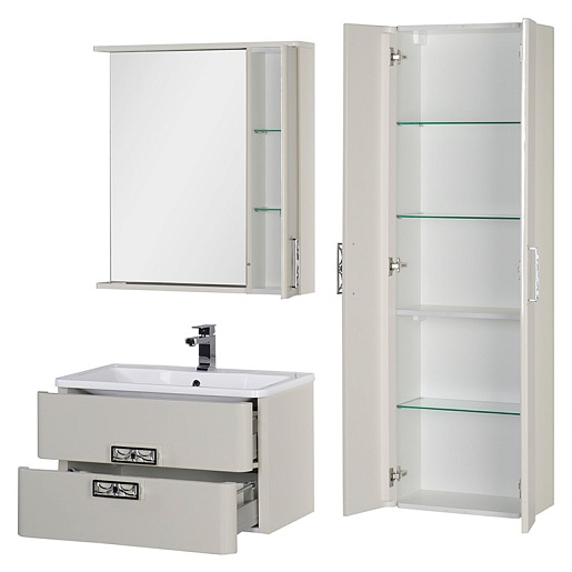 Aquanet Пенал для ванной Паллада 50 слоновая кость – картинка-5