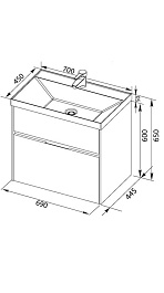 Aquanet Тумба с раковиной "Латина 70" черная 2 ящика (180033) – фотография-5