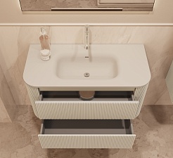 Vincea Тумба с раковиной Alto 100 подвесная светло-бежевая матовая – фотография-5