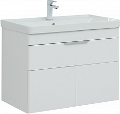 Aquanet Мебель для ванной Ирис New 80 подвесная белая глянцевая – фотография-2