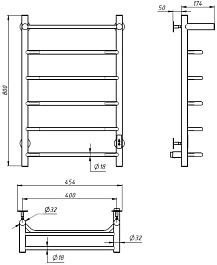 Aringa Полотенцесушитель электрический Киото 80x40 AR03004CH с полкой хром – фотография-5