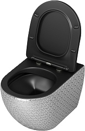 Grossman Унитаз подвесной Color GR-4411SBRS серебро/черный с текстурным узором – фотография-3