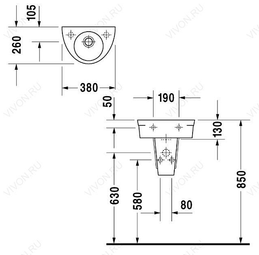 Duravit Раковина Starck 2 0761380000 – картинка-3