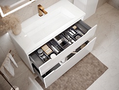 Jorno Тумба под раковину Puro 100 подвесная белая Pro.01.100/P/W/JR – фотография-8