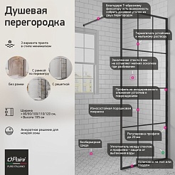 Paini Душевая перегородка PAINI-WalkIN90G 90x195 рисунок решётка – фотография-4