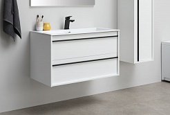 Aquanet Мебель для ванной Lino 90 подвесная белая матовая – фотография-9