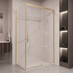 Vincea Душевой уголок Stella 130x100 VSR-1ST1013CLG профиль брашированное золото стекло прозрачное – фотография-2