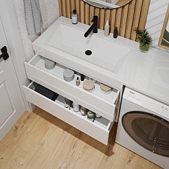 Vivon Тумба с раковиной под стиральную машину Donna 150 подвесная белый глянец – фотография-13