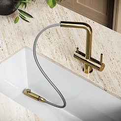 Sancos Смеситель для кухни Spin полированное золото SC4015ZG PVD покрытие – фотография-4