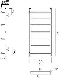 Domoterm Полотенцесушитель Орфей П7 400x700 золото – фотография-3