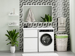 Misty Тумба с раковиной под стиральную машину Ингрид 120 L белая – фотография-9