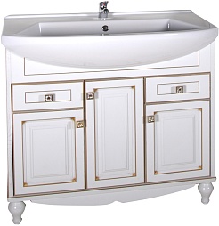 ASB-Woodline Тумба под раковину Верона 90 белый/патина золото – фотография-1