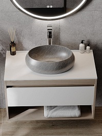 Teymi Раковина накладная в ванную Laina 48 мрамор серый матовый T51303 – фотография-7