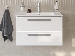 Cezares Тумба с раковиной Eco Cer-N 80 bianco opaco CZR-8095-80 ручки серые – фотография-1