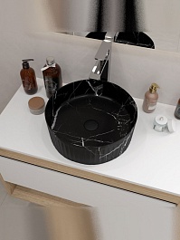 Teymi Раковина накладная в ванную Martta D37 мрамор чёрный матовый T52183 – фотография-8