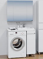 СанТа Мебель для ванной под стиральную машину Марс 90 R с зеркальным шкафом Стандарт 90 белая/светлое дерево