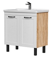 Equil Тумба под раковину Lago 80 2 ящика напольная белая/дерево