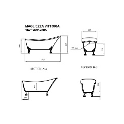 Фэма Акриловая ванна "Vittoria", ножки бронза, покрытие хром, золото или бронза – фотография-3
