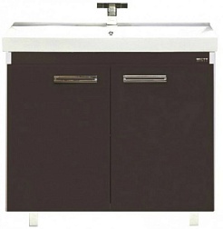 Misty Тумба для умывальника Джулия QVATRO 90 прямая коричневая – фотография-1